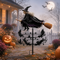 Enchanted Witch Garden Spinner – Halloween Flying Witch & Bat Yard Stake Decor