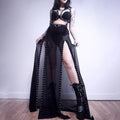 Black Lace Maxi Skirt with Sheer Design and Witchy Style