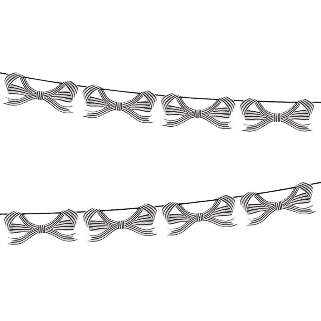 Black & White Stripy Bow Garland