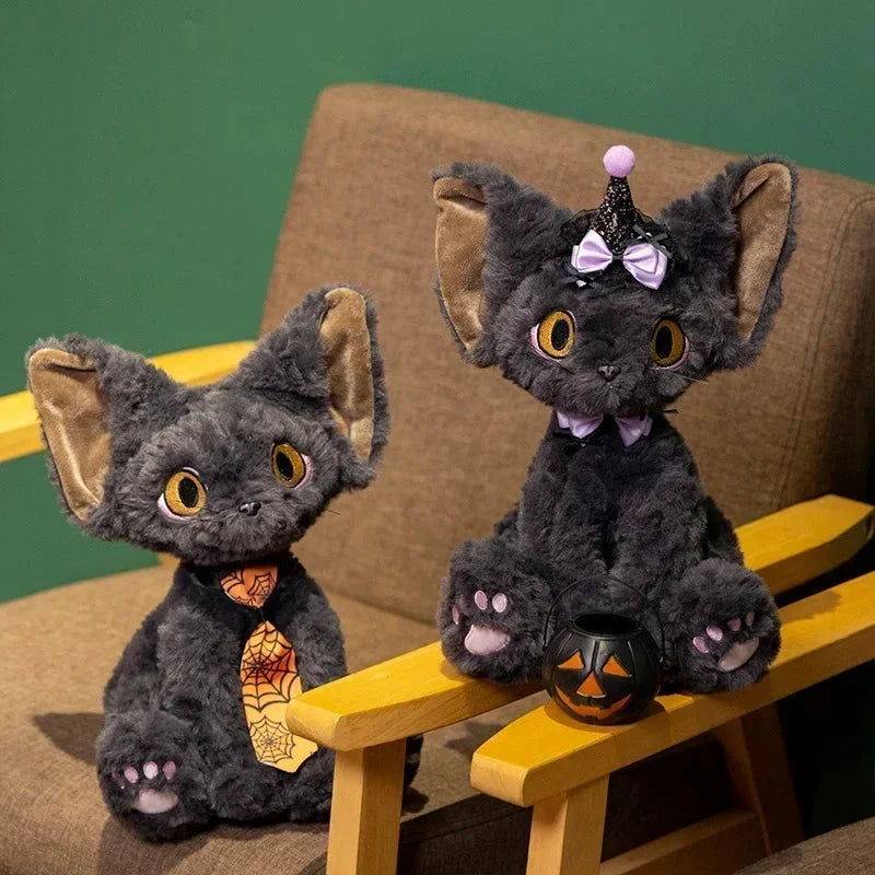 Spooky Black Cat Witch Plush Toys for Halloween Fun