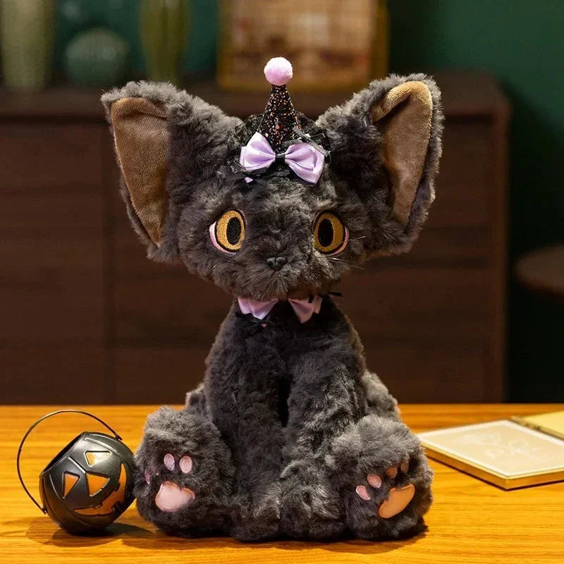 Spooky Black Cat Witch Plush Toys for Halloween Fun